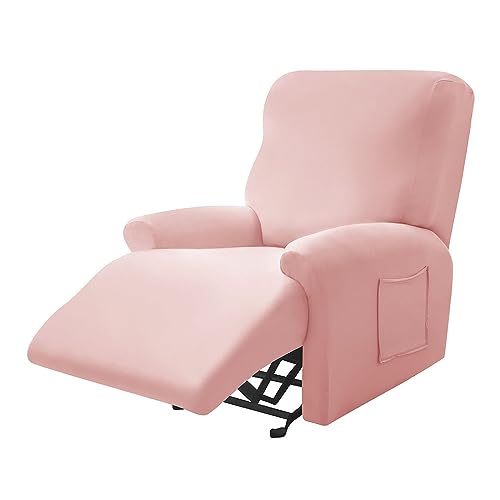 Highdi Stretchhusse für Relaxsessel Komplett Sesselschoner, Stretch Relaxsessel Bezüge - Einfarbig Elastisch Sesselbezug für Fernsehsessel Liege Sessel (Rosa,1 Sitzer) von Highdi