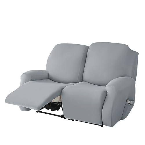 Highdi Stretchhusse für Relaxsessel Komplett Sesselschoner, Stretch Relaxsessel Bezüge - Einfarbig Elastisch Sesselbezug für Fernsehsessel Liege Sessel (rauchgrau,2 Sitzer) von Highdi