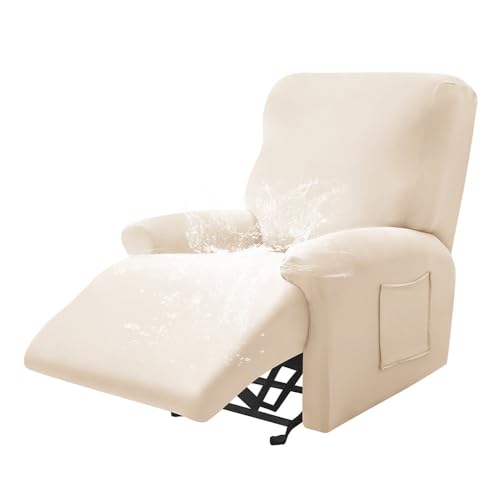 Highdi Stretchhusse für Relaxsessel Komplett Sesselschoner, Wasserdicht Stretch Relaxsessel Bezüge - Einfarbig Elastisch Sesselbezug für Fernsehsessel Liege Sessel (Beige,1 Sitzer) von Highdi