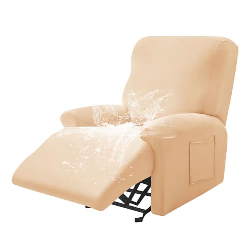 Highdi Stretchhusse für Relaxsessel Komplett Sesselschoner, Wasserdicht Stretch Relaxsessel Bezüge - Einfarbig Elastisch Sesselbezug für Fernsehsessel Liege Sessel (Creme Farben,1 Sitzer) von Highdi