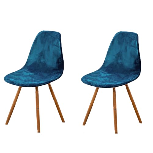 Highdi Stuhlhussen 2er Set Esszimmer Samt Strech Esszimmerstühle Bezug Pfauenblau Bnehmbare Waschbar Antirutsch Stuhlbezug Universal Küchenstühle Husse Stuhlabdeckung Elegante für Wohnzimmer von Highdi