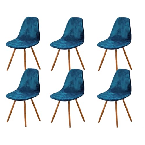 Highdi Stuhlhussen 6er Set Esszimmer Samt Strech Esszimmerstühle Bezug Pfauenblau Bnehmbare Waschbar Antirutsch Stuhlbezug Universal Küchenstühle Husse Stuhlabdeckung Elegante für Wohnzimmer von Highdi