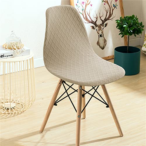 Highdi Stuhlhussen Schalenstuhl Bezug Stretch Universal Esszimmerstühle Bezug Plaid Jacquard Stoff Abnehmbar Waschbar Stuhlbezug Wohnzimmer Büro Küchenstühle Husse (Beige,6 Stück) von Highdi