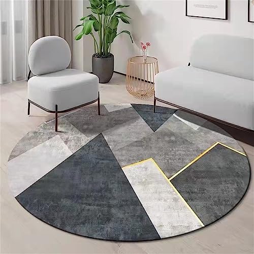 Highdi Teppich Rund Modern rutschfest Minimalistisch Luxus Schlafzimmer Teppiche, Innenbereich Polyester Runder Teppich fürs Wohnzimmer, Flur, Kinderzimmer, Büro (Dunkelgrau,120cm) von Highdi