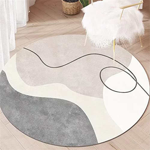 Highdi Teppich Rund Modern rutschfest Nordisch Schlafzimmer Teppiche, Innenbereich Minimalismus Muster Polyester Runder Teppich fürs Wohnzimmer, Flur, Kinderzimmer, Büro (140cm,Grau-braun) von Highdi