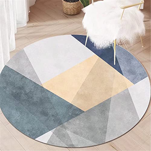 Highdi Teppich Rund Modern rutschfest Waschbar Schlafzimmer Teppiche, Geometrie Innenbereich Polyester Runder Teppich fürs Wohnzimmer Kinderzimmer Büro (60cm,Grau Geometrie) von Highdi