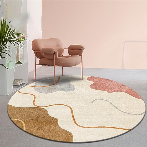 Highdi Teppich Rund Modern rutschfest Waschbar Schlafzimmer Teppiche, Herbststil Innenbereich Runder Teppich fürs Wohnzimmer, Flur, Kinderzimmer, Büro (140cm,Khaki) von Highdi