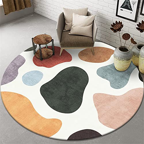 Highdi Teppich Rund Modern rutschfest Waschbar Schlafzimmer Teppiche, Innenbereich Abstraktes Morandi Runder Teppich fürs Wohnzimmer, Flur, Kinderzimmer, Büro (100cm,Bunt) von Highdi