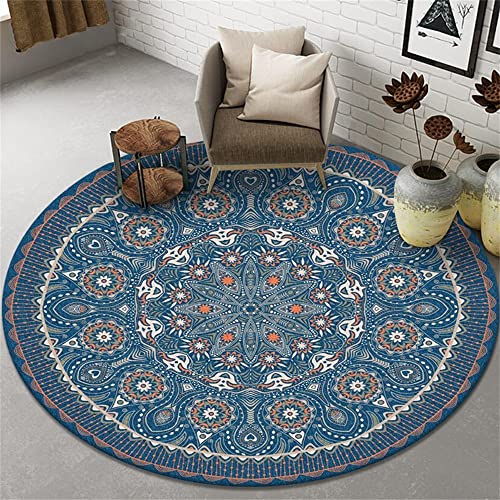 Highdi Teppich Rund Modern rutschfest Waschbar Schlafzimmer Teppiche, Innenbereich Abstraktes Morandi Runder Teppich fürs Wohnzimmer, Flur, Kinderzimmer, Büro (120cm,Mandalas) von Highdi