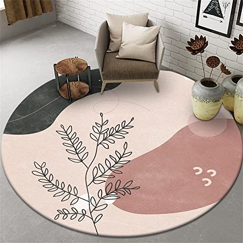 Highdi Teppich Rund Modern rutschfest Waschbar Schlafzimmer Teppiche, Innenbereich Abstraktes Morandi Runder Teppich fürs Wohnzimmer, Flur, Kinderzimmer, Büro (120cm,Pflanze) von Highdi