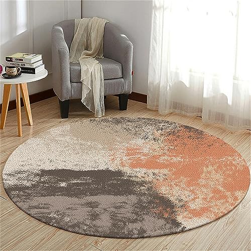 Highdi Teppich Rund Modern rutschfest Waschbar Schlafzimmer Teppiche, Innenbereich Graffiti Muster Polyester Runder Teppich fürs Wohnzimmer Flur Kinderzimmer Büro (120cm,Orange Retro) von Highdi