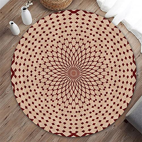 Highdi Teppich Rund Modern rutschfest Waschbar Schlafzimmer Teppiche, Innenbereich Modestil Polyester Runder Teppich fürs Wohnzimmer, Flur, Kinderzimmer, Büro (80cm,rote Raute) von Highdi