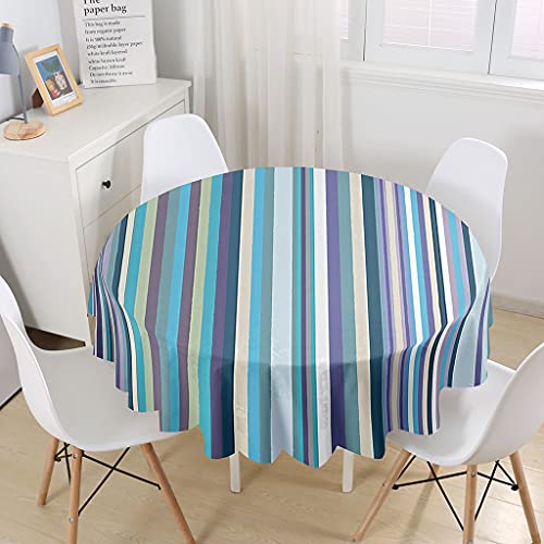 Highdi Tischdecke Rund 3D Streifen Wasserdicht Antifouling Pflegeleicht Abwaschbar Polyester Tischdecke, für Home Küche Dekoration (Bunt,150cm) von Highdi
