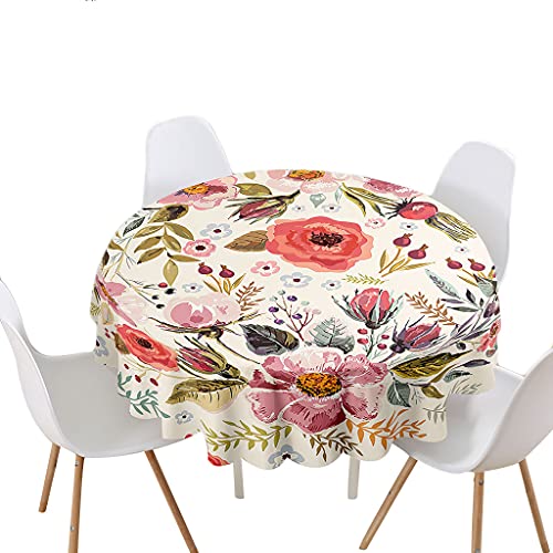 Highdi Tischdecke Rund Lotuseffekt, 3D Blumen Druck Wasserdicht Antifouling Pflegeleicht Abwaschbar Polyester Tischdecke, für Home Küche Dekoration (150cm,Vintage) von Highdi