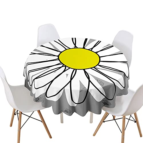 Highdi Tischdecke Rund Lotuseffekt, 3D Stadt Druck Wasserdicht Antifouling Pflegeleicht Abwaschbar Polyester Tischdecke, für Home Küche Dekoration (Gänseblümchen,Durchmesser 160cm) von Highdi
