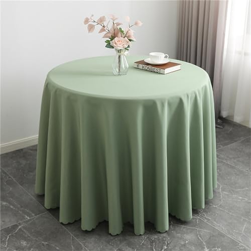 Highdi Tischdecke Rund Polyester, Hotel Bankett Tischdecke Abwaschbar Pflegeleicht Küchentischabdeckung für Innen und Außen Hochzeit Garten Geburtstagsfeier Dekor (220cm,Salbei Grün) von Highdi