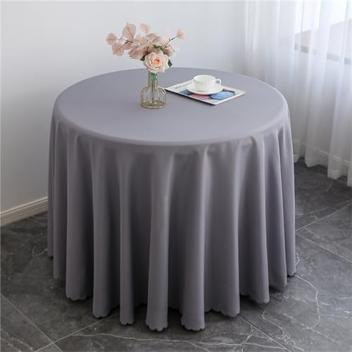 Highdi Tischdecke Rund Polyester, Hotel Bankett Tischdecke Abwaschbar Pflegeleicht Küchentischabdeckung für Innen und Außen Hochzeit Garten Geburtstagsfeier Dekor (280cm,Helles Grau) von Highdi