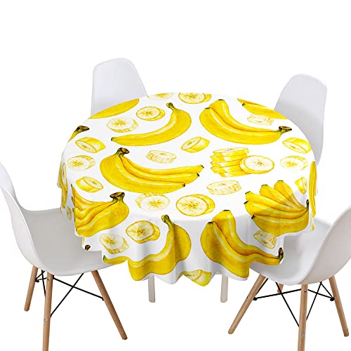 Highdi Tischdecke Rund Wasserdicht Abwaschbar, 3D Drucken Antifouling Pflegeleicht Polyester Tischdecke, für Home Küche Dekoration, Verschiedene Größen (Banane,Durchmesser 90cm) von Highdi
