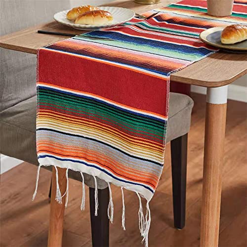 Highdi Tischläufer Modern Esszimmer, Lang Tischläufer mit Quasten Pflegeleicht Waschbar Läufer für Esszimmer, Küche, Wohnzimmer, Urlaub, Esstischdekoration (130x170cm,groß Rot) von Highdi