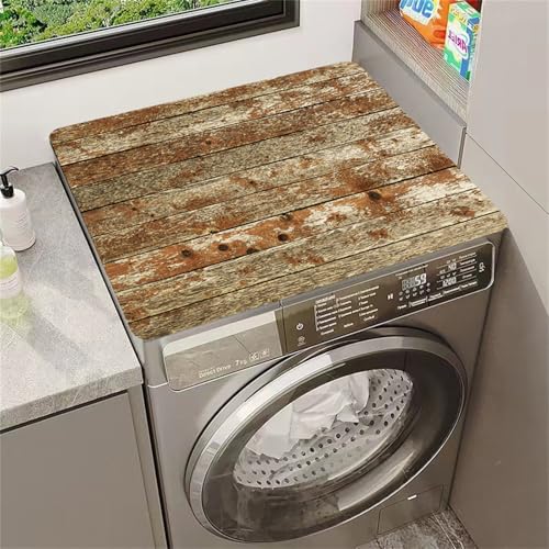 Highdi Waschmaschinenauflage Staubschutz rutschfest, Holztextur Saugfähig Schnelltrocknend Waschmaschinen Unterlage, Waschküche Küchen Arbeitsplatte Waschmaschinen Auflage (Streifen,60x60cm) von Highdi