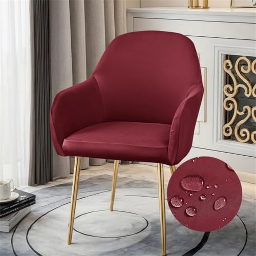Highdi Wasserdicht Stuhlhussen mit Armlehne, Weicher Stretch-Stuhlbezug, Hussen für Esszimmerstühle Sesselbezug Waschbar Universal für Esszimmer Hotel Bankett Deko (Burgund,1 Stück) von Highdi