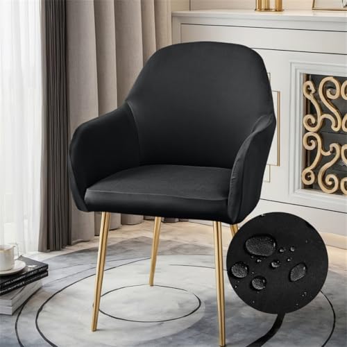 Highdi Wasserdicht Stuhlhussen mit Armlehne, Weicher Stretch-Stuhlbezug, Hussen für Esszimmerstühle Sesselbezug Waschbar Universal für Esszimmer Hotel Bankett Deko (Dunkelgrau,2er Set) von Highdi