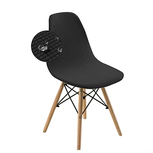 Highdi Wasserdichter Jacquard Stuhlhussen Schalenstuhl Bezug Stretch Universal Esszimmerstühle Bezug Abnehmbar Waschbar Stuhlbezug Wohnzimmer Büro Küchenstühle Husse (Schwarz,6 Stück) von Highdi