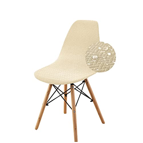 Highdi Wasserdichter Twill-Jacquard Stuhlhussen Schalenstuhl Bezug Stretch Universal Esszimmerstühle Bezug Abnehmbar Waschbar Stuhlbezug Wohnzimmer Büro Küchenstühle Husse (Beige,2 Stück) von Highdi