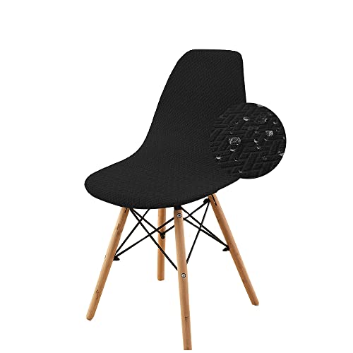 Highdi Wasserdichter Twill-Jacquard Stuhlhussen Schalenstuhl Bezug Stretch Universal Esszimmerstühle Bezug Abnehmbar Waschbar Stuhlbezug Wohnzimmer Büro Küchenstühle Husse (Schwarz,6 Stück) von Highdi