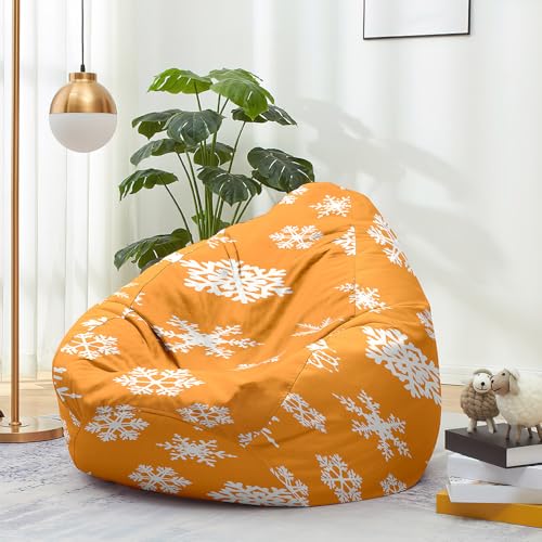 Highdi Weihnachten Sitzsack Kinder mit Ohne Füllung - Xmas Sitzsack Spielzeug Aufbewahrung,Sitzsack Stuhl Abdeckung Plüschtier Aufbewahrung Bequeme Bodenliege (Schneeflocke,S:70x80cm) von Highdi