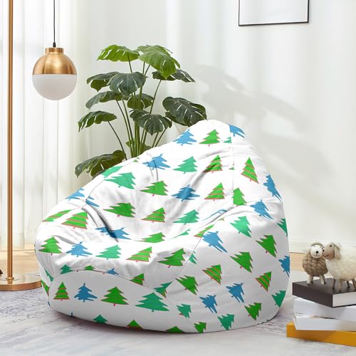 Highdi Weihnachten Sitzsack Kinder mit Ohne Füllung - Xmas Sitzsack Spielzeug Aufbewahrung,Sitzsack Stuhl Abdeckung Plüschtier Aufbewahrung Bequeme Bodenliege (Weiß,XL:100x120cm) von Highdi