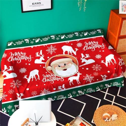 Highdi Weihnachten Sofadecke 1 2 3 4 Sitzer Sofa Überwurf L Form Ecksofa Sofabezug Groß Sofaüberwürfe, Universelle rutschfeste Couch Überzug Sofa Cover Decke für Sitzfläche (Weihnachtsmann,90x90cm) von Highdi