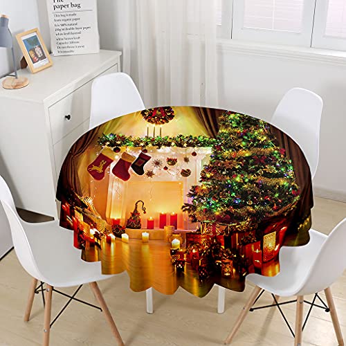 Highdi Weihnachten Tischdecke Rund 3D Wasserdicht Antifouling Pflegeleicht Abwaschbar Polyester Tischdecke, für Home Küche Dekoration, 200cm von Highdi