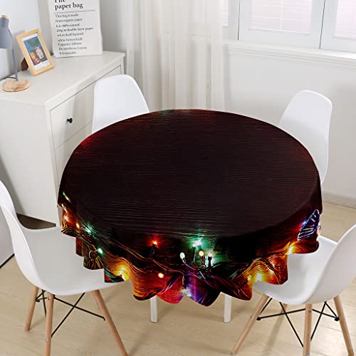 Highdi Weihnachten Tischdecke Rund 3D Wasserdicht Antifouling Pflegeleicht Abwaschbar Polyester Tischdecke, für Home Küche Dekoration (Licht,120cm) von Highdi