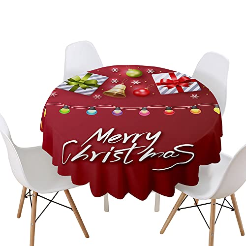 Highdi Weihnachten Tischdecke Rund Wasserdicht Abwaschbar, 3D Drucken Antifouling Pflegeleicht Polyester Tischdecke, für Home Küche Dekoration, Verschiedene Größen (Glühbirne,Durchmesser 140cm) von Highdi