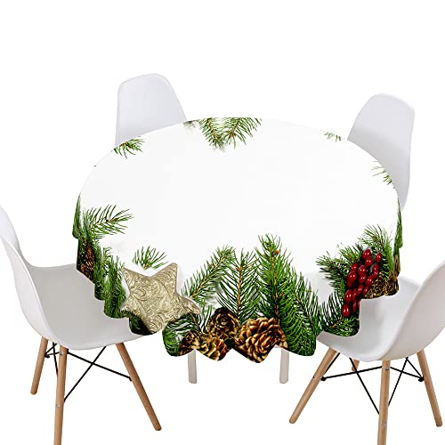 Highdi Weihnachten Tischdecke Rund Wasserdicht Abwaschbar, 3D Drucken Antifouling Pflegeleicht Polyester Tischdecke, für Home Küche Dekoration, Verschiedene Größen (Kiefernzapfen,Durchmesser 150cm) Highdi Weihnachten Tischdecke Rund Wasserdicht Abwaschbar, 3D Drucken Antifouling Pflegeleicht Polyester Tischdecke, für Home Küche Dekoration, Verschiedene Größen (Kiefernzapfen,Durchmesser 150cm) von Highdi