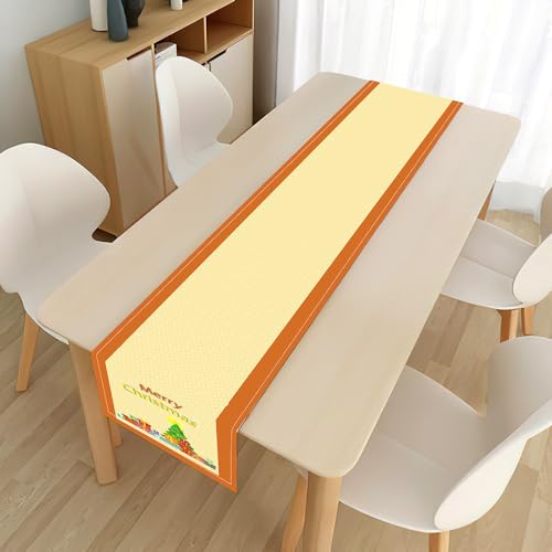 Highdi Weihnachten Tischläufer Modern, Küche Tisch Dekoration Weihnachtsläufer Läufer für Drinnen Urlaub Weihnachts Party Wohnzimmer Esstisch Dekor (33x150cm,Orange Gelb) von Highdi