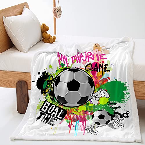Highdi Wohndecke Flauschige Kuscheldecke Zweiseitige Fleece Decke mit 3D-Sportdruck, Weiche Warm Fleecedecke als Sofaüberwurf, Tagesdecke, Wohnzimmerdecke (150x200cm,Gamepad) von Highdi