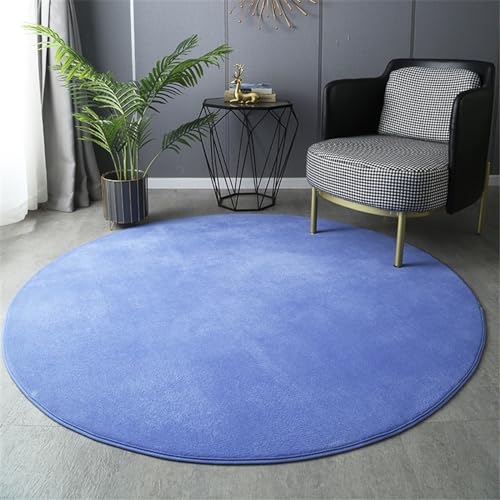 Highdi Wohnzimmer Teppich Rund 60/80/100/120cm, Einfarbig Flauschig Kurzflor Teppich Modern rutschfest Runder Teppich Weich Teppiche für Kinderzimmer Schlafzimmer (80cm,Lila blau) von Highdi