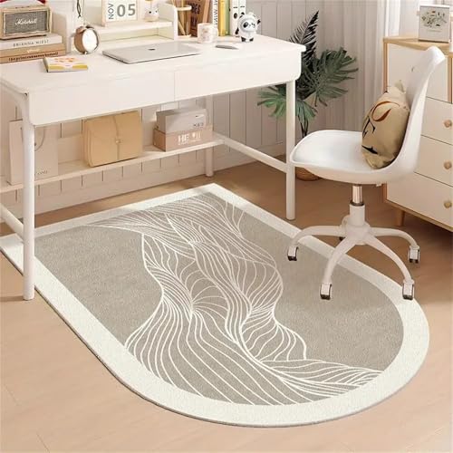 Modern Mode Bodenschutzmatte Bürostuhl, Highdi Bürostuhl Unterlage Kratzfest rutschfest, Halbrund Bodenmatte Stuhlunterlage, für Parkett Hartböden Bürostuhlunterlage (Khaki,100x120cm) von Highdi
