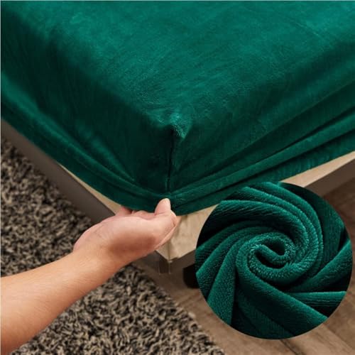 Samt Spannbettlaken 180x200 cm Warm Winter Frottee Spannbetttücher, Highdi Microfleece Flausch Vert Spannbetttuch 180 x 200 Boxspringbett Bettlaken für Hohe Matratze Steghöhe 25-30cm von Highdi