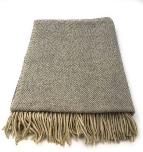 Highland Tweed Wollmischung Fischgrätenmuster Decke Überwurf – Teppiche (Silber) von Highland Tweed