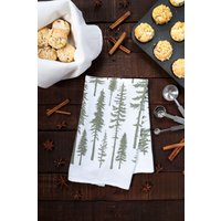 Redwood Weihnachtsbäume Geschirrtuch | Urlaub Dekor Grün Wald Design Mehlsack Küche Handtuch von HighlandRidgeRustics