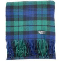 Reine Lammwolle Schwarz Uhr Tartan Reise Teppich/Decke - Made in Scotland von HighlandTweedStore