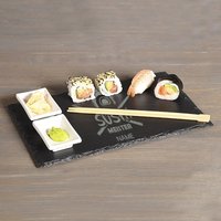 2Er Set Schiefer-Servierplatten Mit 4 Dipschalen + 10 Essstäbchen Für Sushi/Personalisiert von HighlightMediaDE
