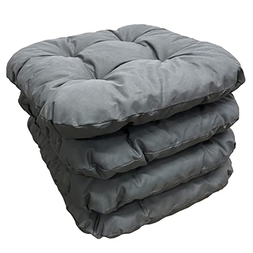 Highliving 4er Set Sitzkissen 38x38 cm Sitzpolster Stuhlkissen Outdoor & Indoor Kissen Weiche Kissen für Gartenstühle, Kissen mit 8cm Schaumstoff Polsterung - Hergestellt in Polen (Anthracite) von HIGH LIVING