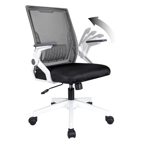 Higliocas Bürostuhl Ergonomisch Schreibtisch Stuhl: Höhenverstellbarer Drehstuhl mit Rollen 150kg - Armlehne Klappbare Bürosessel - Ergonomischer Rückenlehne Mädchen Computerstuhl (Weiß) von Higliocas