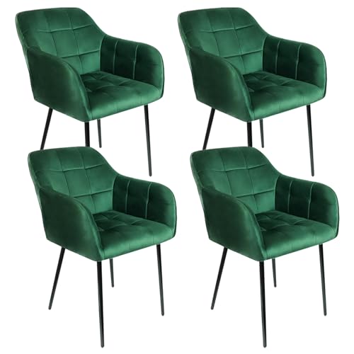 Higliocas Esszimmerstühle 4er Set Küchenstühle: Samt Esstisch Stühle Moderne Stuhl Esszimmer - Bequeme Armlehnstuhl mit Gepolstert und Metallbeinen (4, Grün) von Higliocas