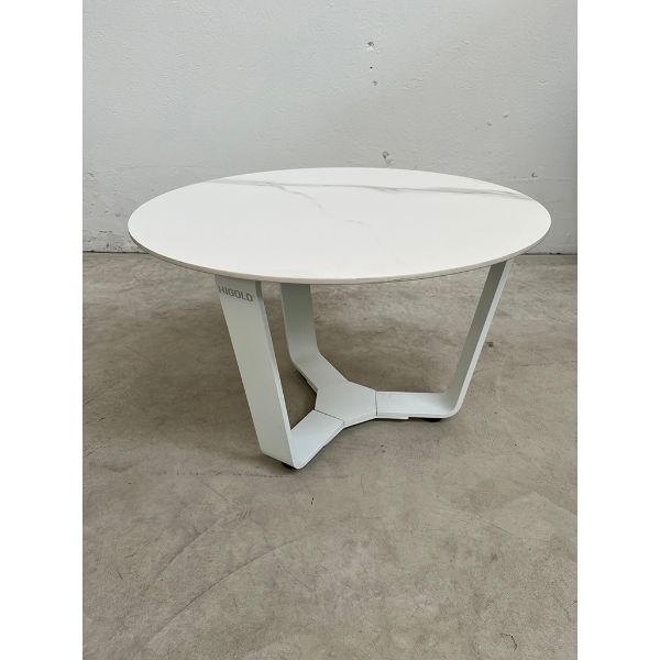 Runder Beistelltisch aus lackiertem Aluminium (weiß), Higold von Higold
