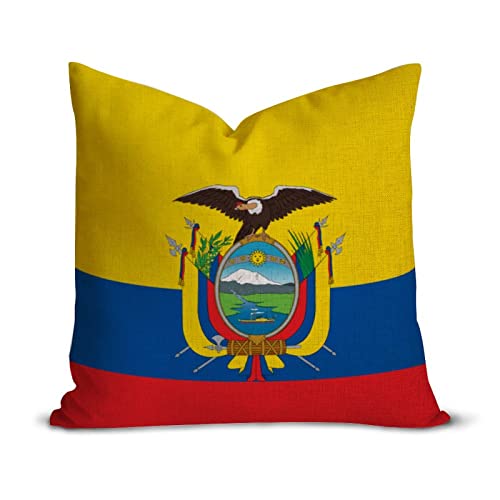 Dekorativer Kissenbezug mit Ecuador-Flagge, 50,8 x 50,8 cm, Vintage-Retro-Flagge, rustikale Flagge, patriotischer quadratischer Kissenbezug, Baumwoll-Leinen-Kissenbezug für Mutter, Vater, Freunde, von Higoss